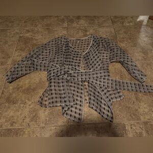 O women's Armani Collezioni sheer open front blouse with belt